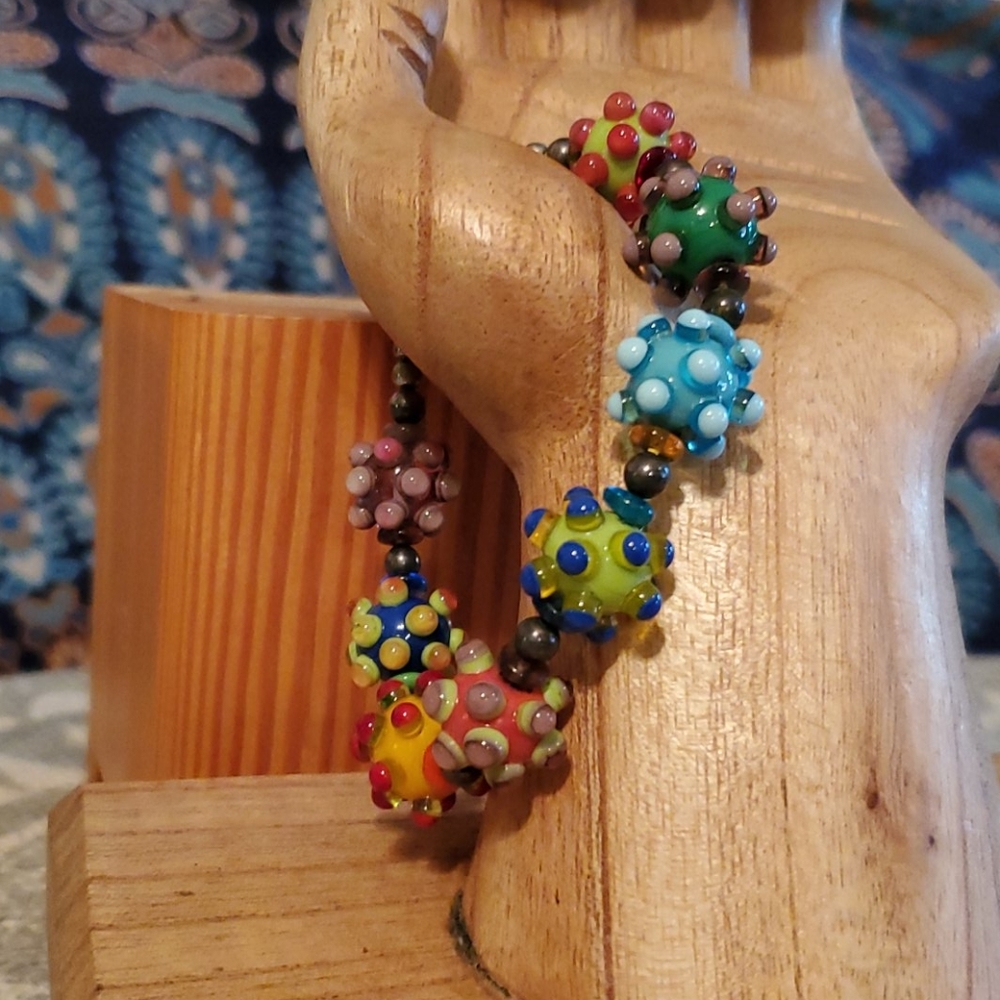 Lampwork glass bead bracelet